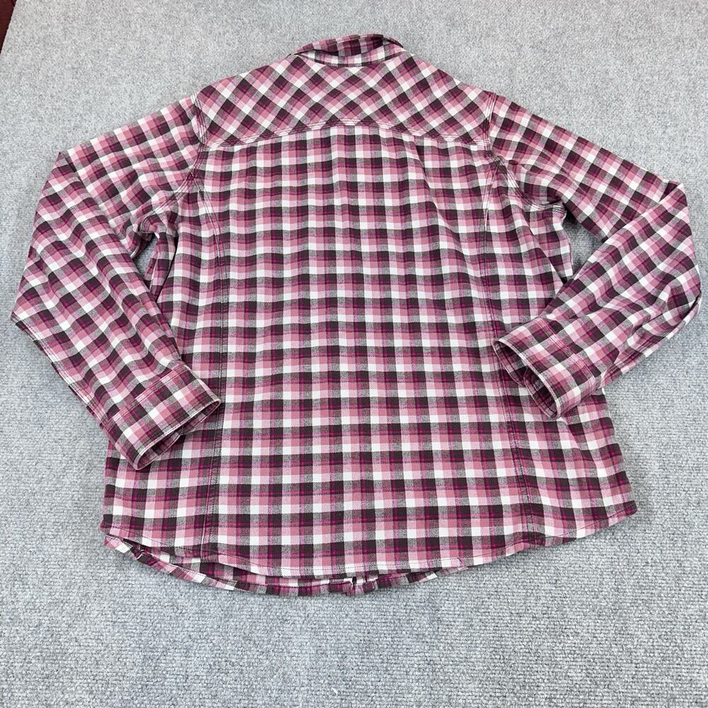 Carhartt Flannel Shirt Womens XL 16/18 Pink Plaid Button Up Workwear Outdoor - Picture 7 of 8